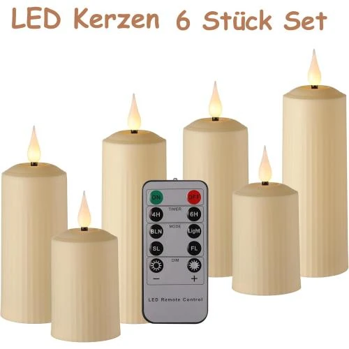 Zoom sur Bougies LED rechargeables, étanches, télécommande, blanc chaud