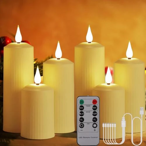 Bougies LED rechargeables, étanches, télécommande, blanc chaud - Vue principale
