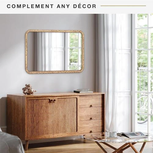Détail de MCS Miroir mural jonc de mer bois naturel, élégant