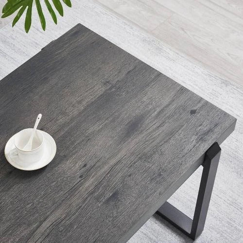 Zoom sur Table basse rustique bois, métal, EXCEFUR, gris
