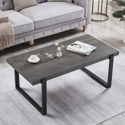 Détail de Table basse rustique bois, métal, EXCEFUR, gris