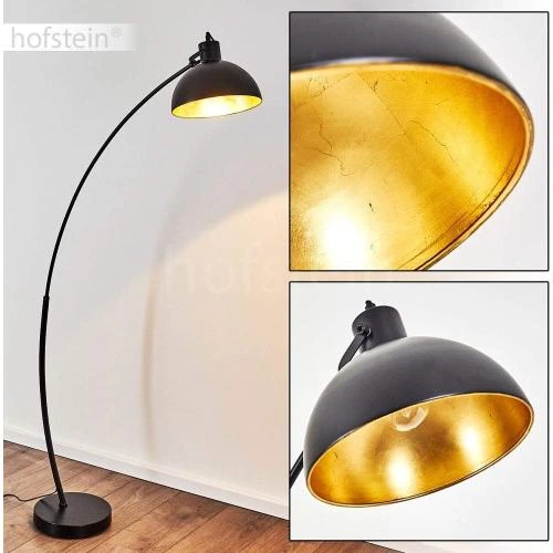 Détail de Lampadaire vintage Hofstein, métal doré noir, abat-jour rond