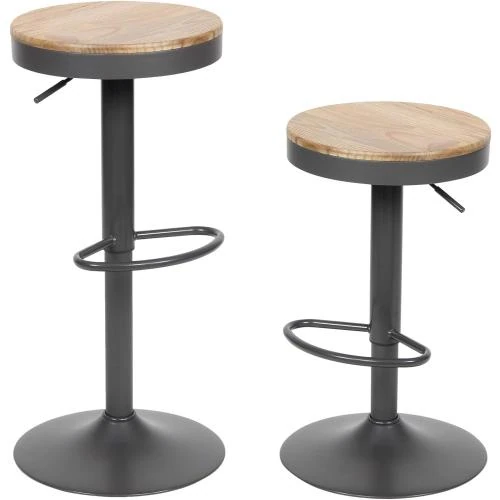 Tabouret de Bar YOUNIKE Bois, Hauteur Réglable, Vintage - Vue principale
