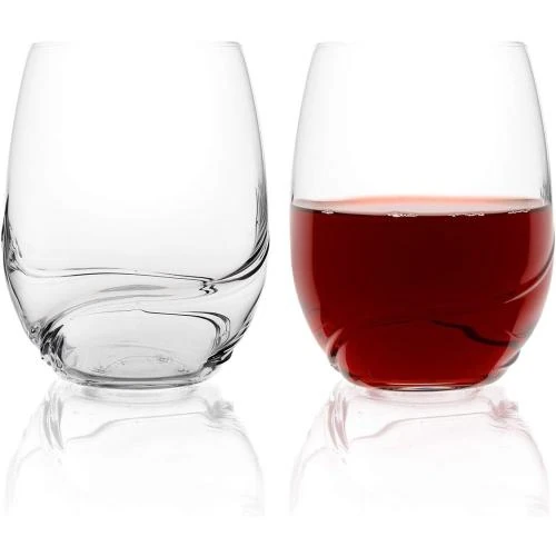 Verres à vin cristal Bohème, design vague, aération optimale - Vue principale