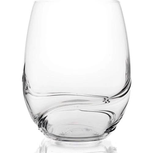Zoom sur Verres à vin cristal Bohème, design vague, aération optimale