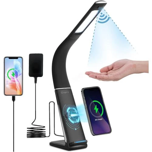 Lampe Bureau LED, Capteur Gestes, Charge USB, Bras Réglable - Vue principale