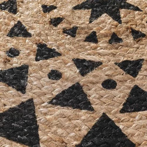 Détail de Tapis Rond Silha Noir Jute Imprimé Douceur d'Intérieur