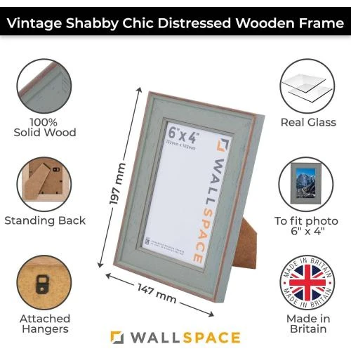 Détail de Cadre photo vert shabby chic Wall Space, bois massif, fait main