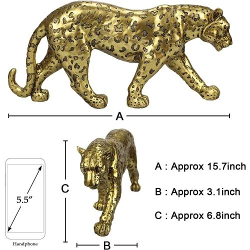Détail de Figurine Polyduke guépard moderne, décoration intérieure dorée