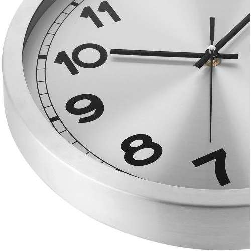 Détail de Horloge Murale Plumeet Aluminium Argent, Silencieuse, Design Chic
