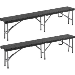 Bancs de Jardin Pliables Casaria, Acier, Polyrotin