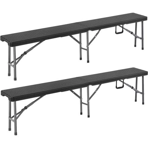 Bancs de Jardin Pliables Casaria, Acier, Polyrotin - Vue principale