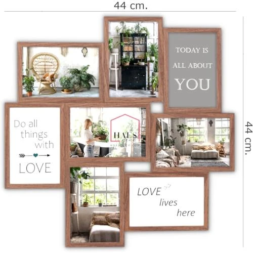 Zoom sur Cadre Photo Mural Stockholm Haes Deco, Bois Marron Foncé