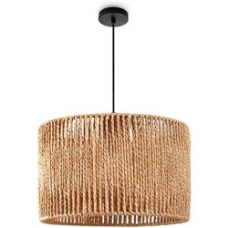 Lampe Suspendue Rotin Boho E27 pour Salle à Manger Paco Home