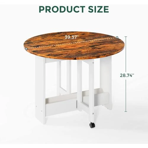 Détail de Table de salle à manger pliante Kasshom, marron rustique, rangement