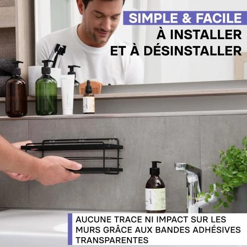 Zoom sur Etagère Douche KINCMAX - Organisation Salle de Bain Sans Perçage