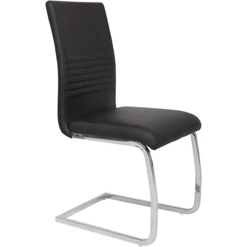 Zoom sur Chaises salle à manger rembourrées cuir synthétique noir, gris, taupe