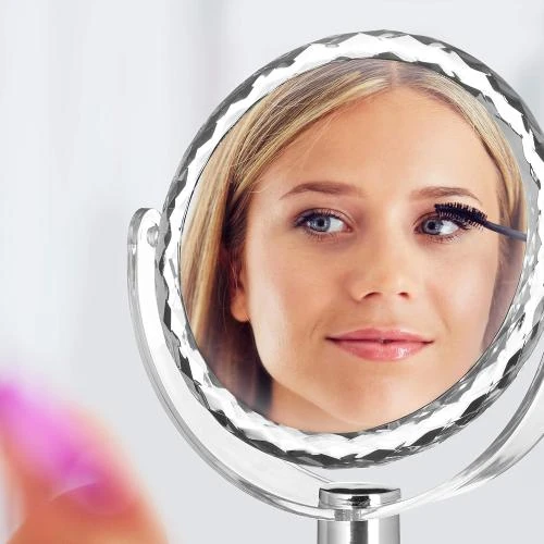 Zoom sur Miroir maquillage grossissant Relaxdays, rond, pivotant, transparent