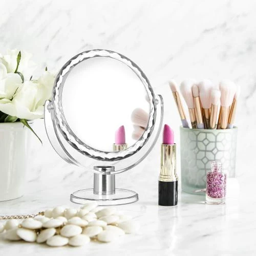 Détail de Miroir maquillage grossissant Relaxdays, rond, pivotant, transparent