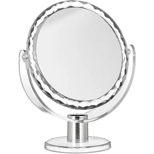 Miroir maquillage grossissant Relaxdays, rond, pivotant, transparent - Vue principale