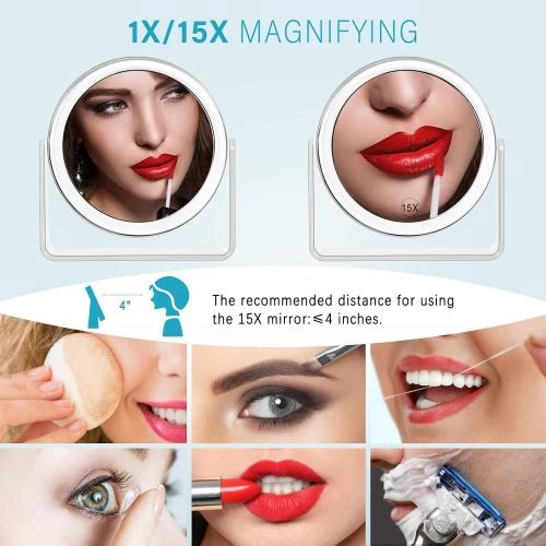 Détail de Miroir maquillage grossissant 15x, double face, portable