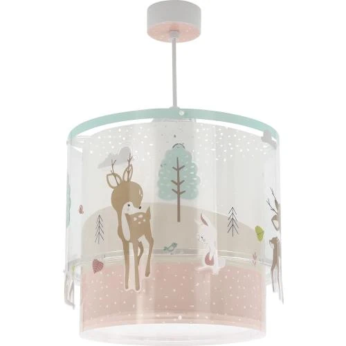 Zoom sur Lampe Suspension Enfant Cerf Loving Deer Rose Polypropylène