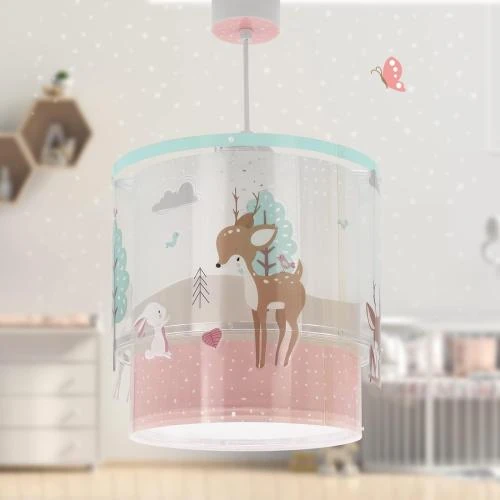 Détail de Lampe Suspension Enfant Cerf Loving Deer Rose Polypropylène