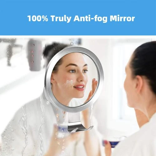 Zoom sur Miroir douche anti-buée, ventouses solides, crochets rasage