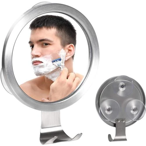 Miroir douche anti-buée, ventouses solides, crochets rasage - Vue principale