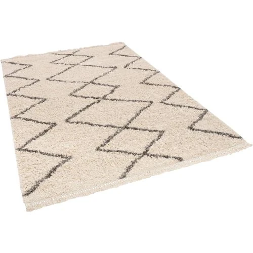 Détail de Tapis Shaggy Losange Blanc Casse, Pergamon