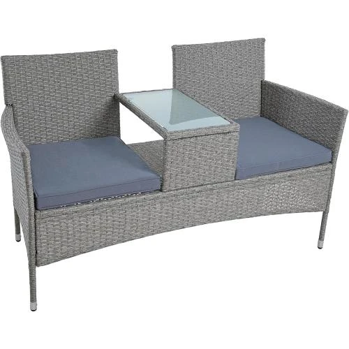 Détail de Ensemble meubles jardin rotin synthétique gris mélangé
