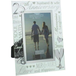 Cadre photo miroir argenté, 25 ans mariage