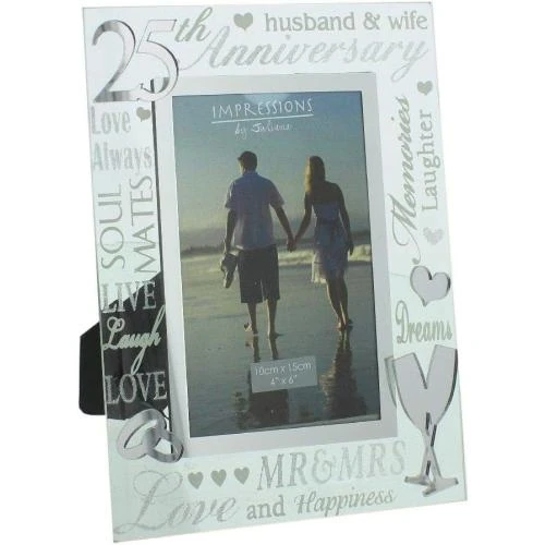 Cadre photo miroir argenté, 25 ans mariage - Vue principale