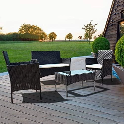Salon de Jardin en Résine Tressée 4 Places avec Table - Vue principale