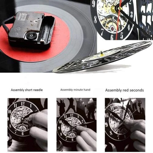 Zoom sur Horloge Murale Vinyle Chasseur Arme Décoration Créative