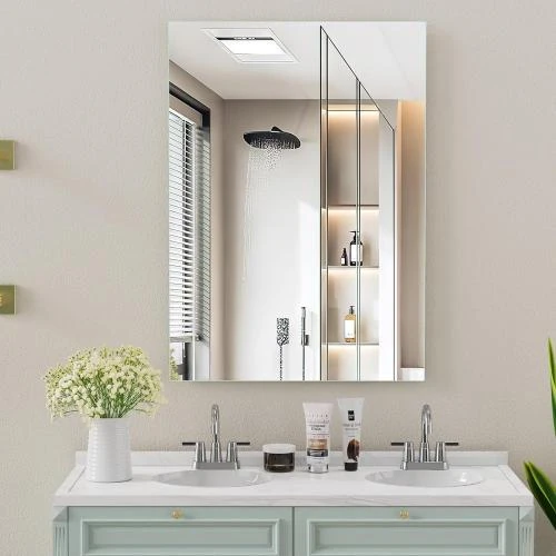 Miroir salle de bain rectangulaire, sans cadre, résistant, moderne - Vue principale