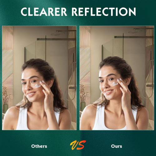 Présentation de Miroir salle de bain rectangulaire, sans cadre, résistant, moderne en situation