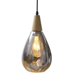 Suspension en bois, gouttelettes d'eau, verre gris, moderne