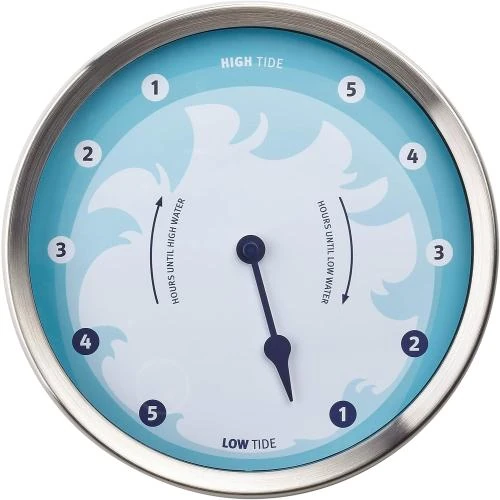 Détail de Horloge marée TFA Dostmann, design maritime bleu, inox