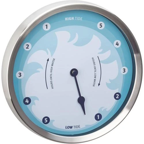 Horloge marée TFA Dostmann, design maritime bleu, inox - Vue principale