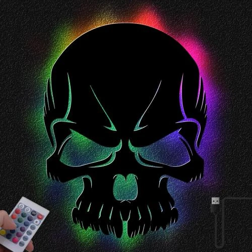 Détail de Décoration murale LED Tête de mort, kit bricolage lampe