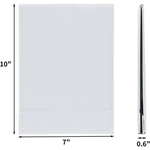 Détail de Miroir maquillage portable pliable cuir synthétique blanc