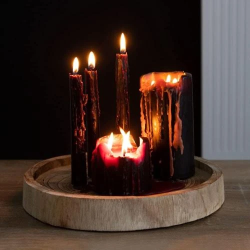 Zoom sur Bougies RAJX larmes de vampire, décoration Halloween, sans fumée