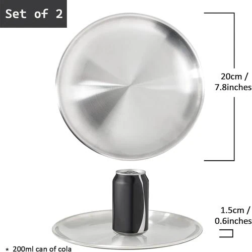 Détail de Assiettes plates rondes acier inoxydable, camping, barbecue, non toxiques