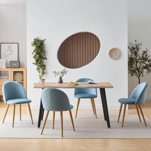 Détail de Chaises Salle à Manger Rembourrées Velours Bleu Clair, Ofcasa