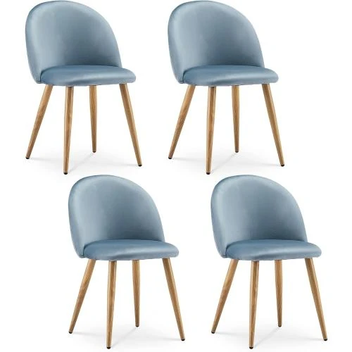 Chaises Salle à Manger Rembourrées Velours Bleu Clair, Ofcasa - Vue principale