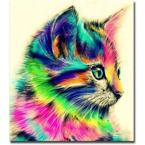Affiche Murale Chat Coloré, Art Toile HANSHUIHONG - Vue principale