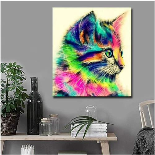 Détail de Affiche Murale Chat Coloré, Art Toile HANSHUIHONG