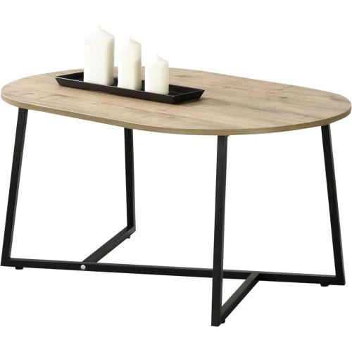 Table Basse Ovale Design Noir Effet Chêne, en.casa - Vue principale