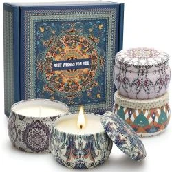 Bougies parfumées aromathérapie, lot de 4, cadeau idéal
